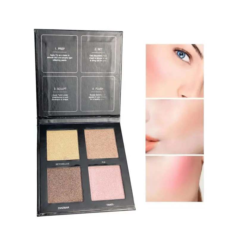 Набор контуров для лица 4 цвета пудра хайлайтер палитра Выделите Золотой