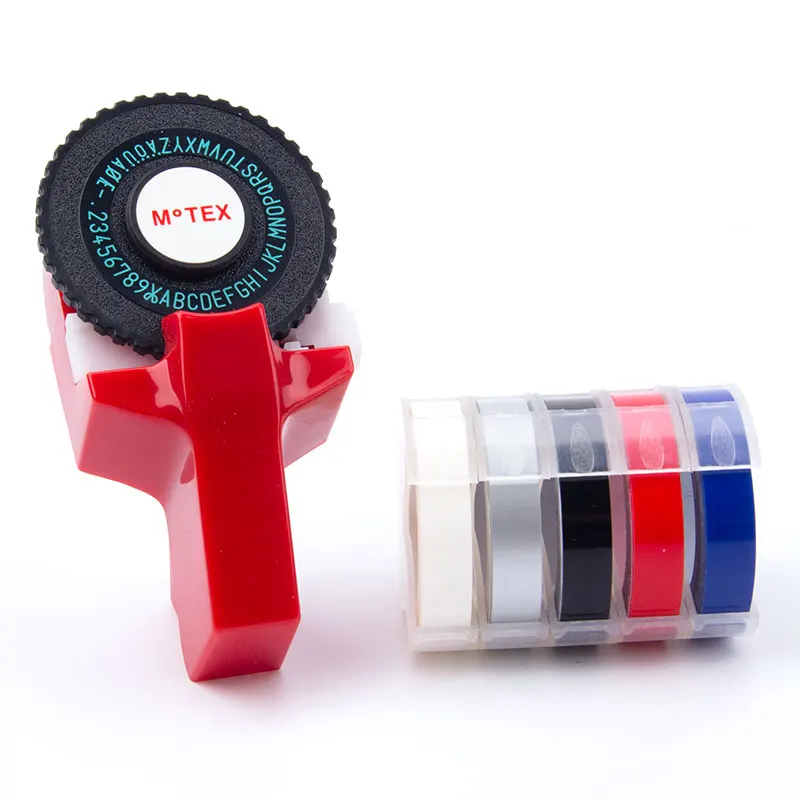 UniPlus принтер этикеток для Dymo 3D лент этикеток Motex E101 ручной производитель этикеток тиснение букв машинка ручной печати - Цвет: Red-5pcs-1
