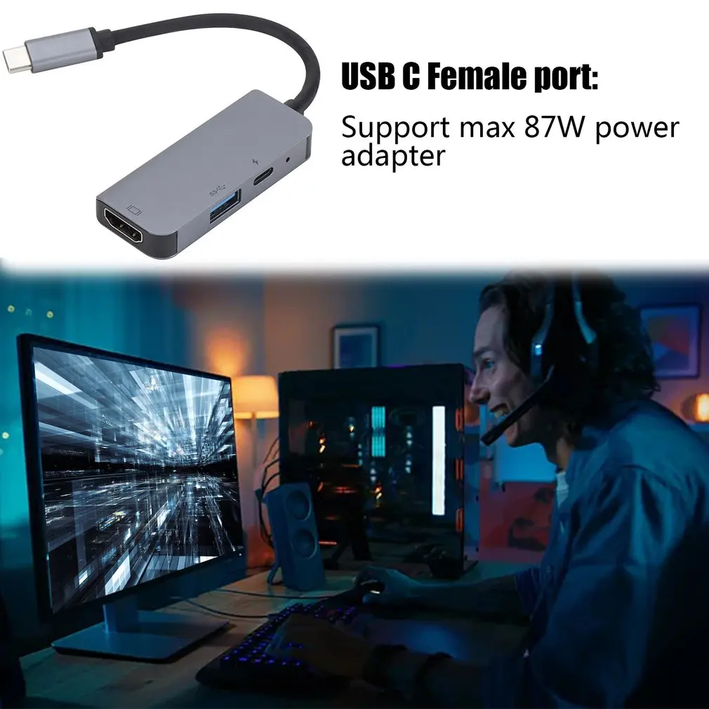 3 в 1 концентратор Tpye-C к Micro USB 3,0 2,0 HDMI Thunderbolt сплиттер адаптер совместимый для MacBook Pro для samsung