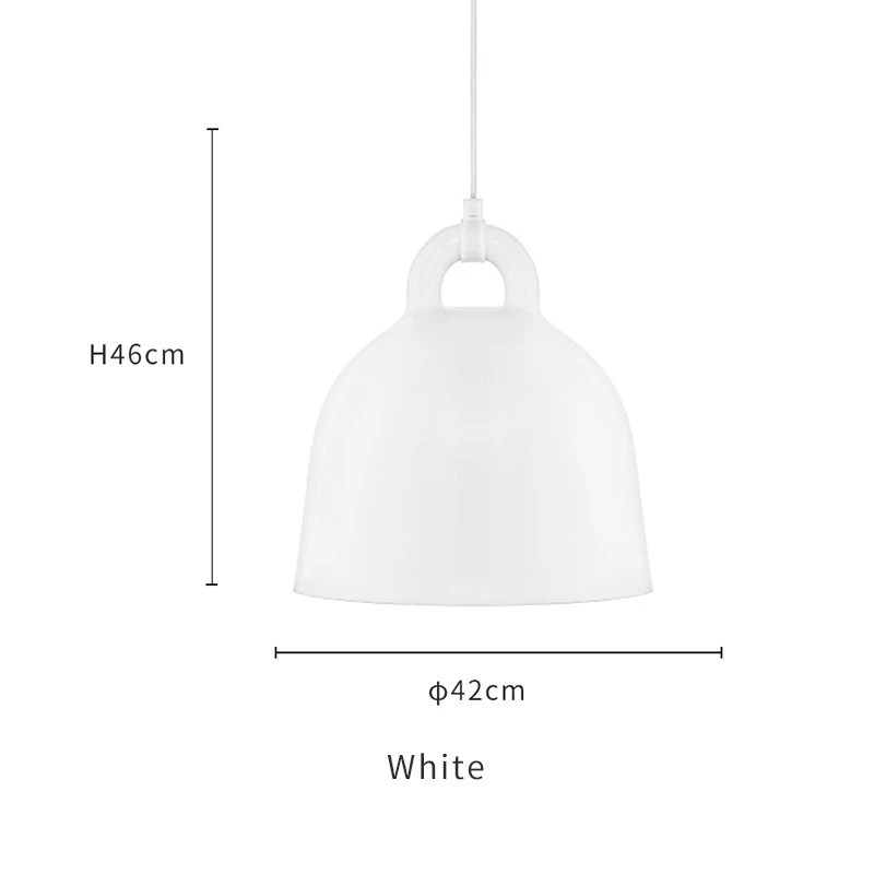 White 42cm Современный простой стиль в форме колокольчика Droplight Бар Кафе спальня ресторан черный/белый/серый/песочный белый светильник смола кулон ручной работы свет - Цвет корпуса: White 42cm