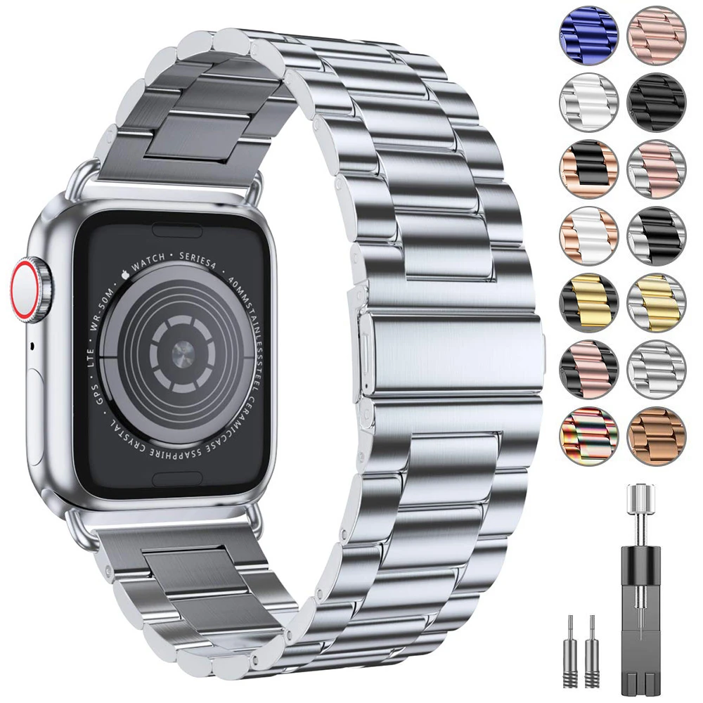 Ремешок из нержавеющей стали для apple watch band 44 мм браслет-петля Iwatch series 5 4 3 2 1