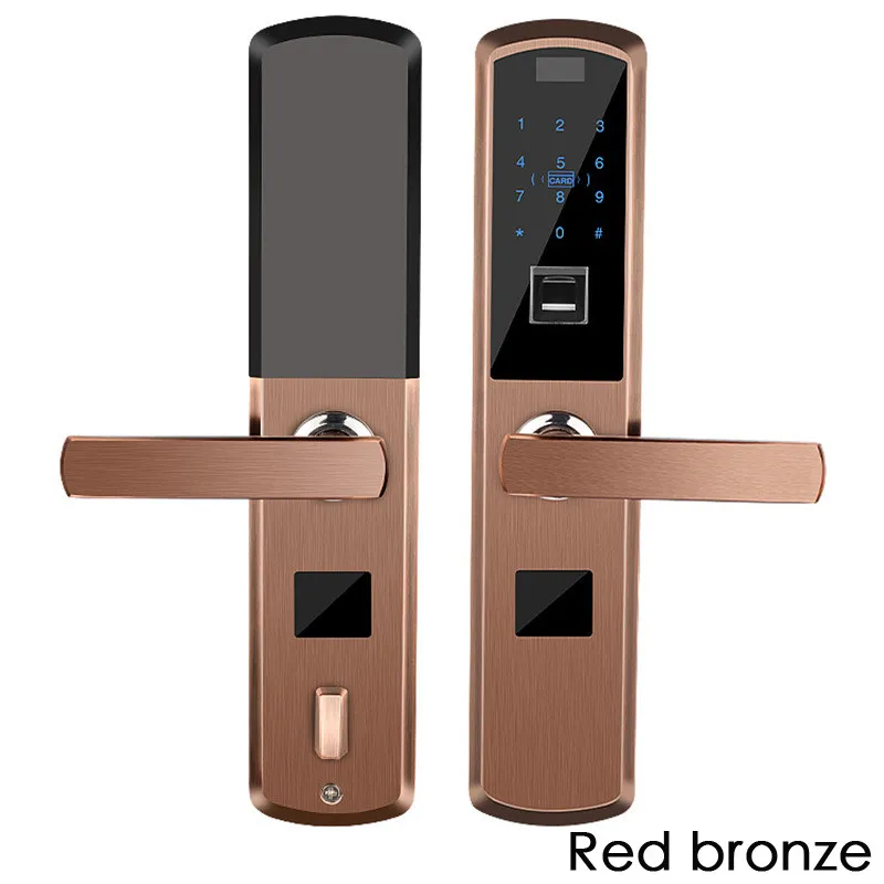 Bluetooth умный дверной замок приложение дистанционное управление Электроника отпечатков пальцев Дверной замок Пароль IC карта ключ разблокировка - Цвет: Red bronze