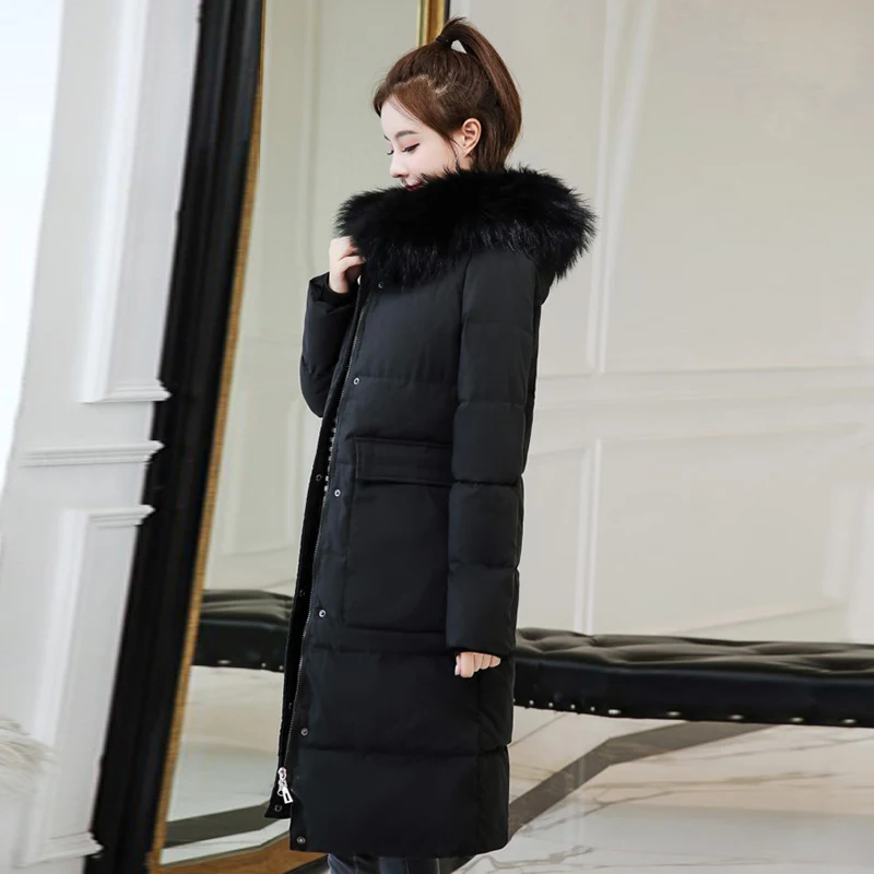 Женское зимнее пальто с воротником из искусственного меха пушистые свободные