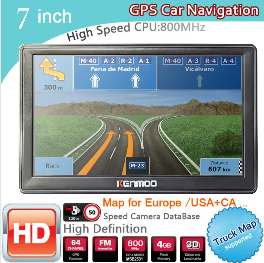 7 дюймов HD GPS Портативный навигации 2020 Карты для Европы России автомобиль