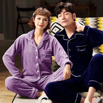 

Plus Size Thicken Warm Flannel Pajamas Sets Couple Sleepwear Family Pijama Lover Night Men & Women Casual Winter Pajamas for Men