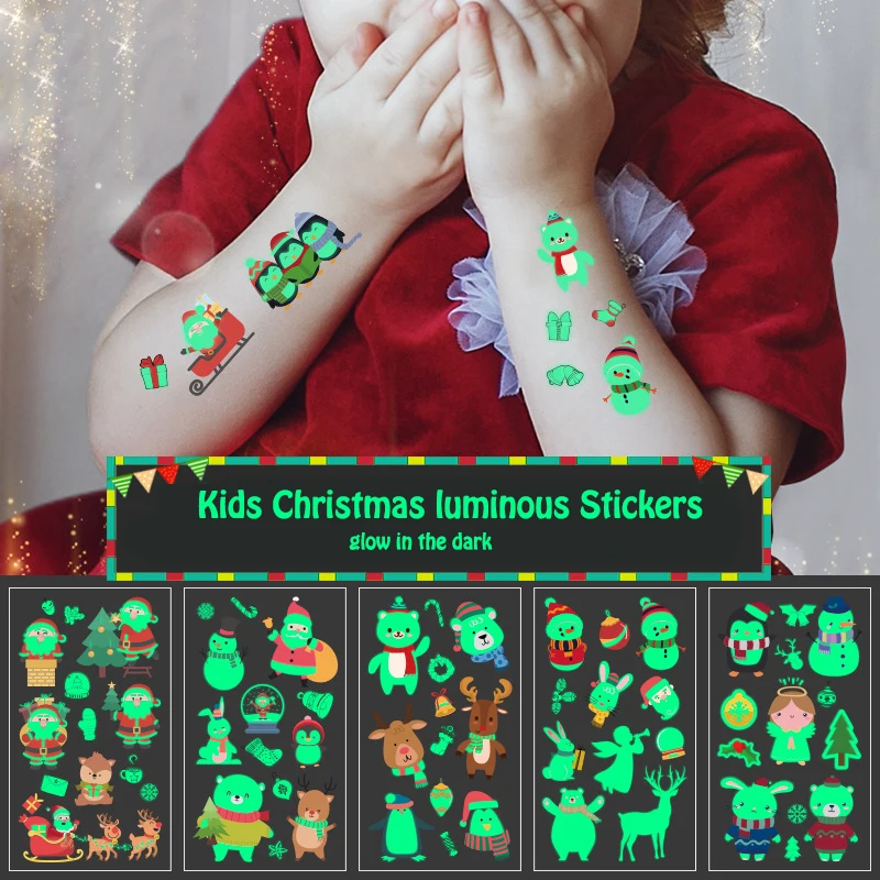 glow in the dark Детская одежда для мальчиков и девочек, пижамный комплект из хлопка, коллекция года, осенне-зимняя Рождественская Детская одежда для сна комплект из 2 предметов, Топы+ штаны, детская одежда, пижамы - Цвет: glow in the dark