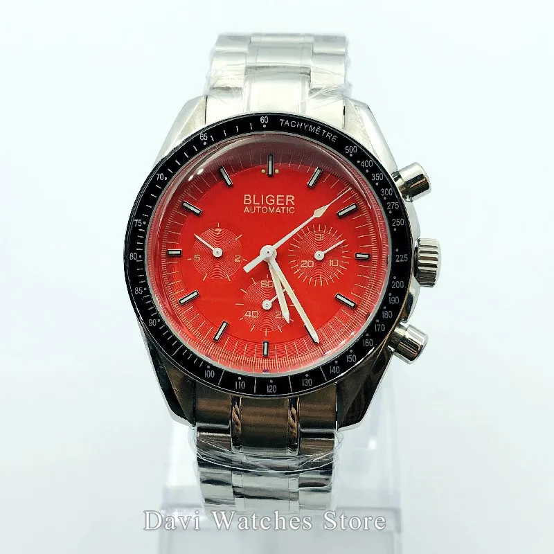 A5-Bliger logo 40mm Bliger/Sterile Man Watch Week Date Indicator Clock Steel Strap Automatic Watches For Men - Цвет: A5-Bliger logo
