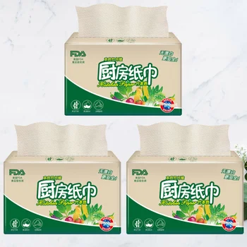 

1 Box of 3 Bag Degradable Oil Paper Thickened Blotting Paper Absorbent Dishcloth Paper Hand Towel for Home Kitchen (Random Packa
