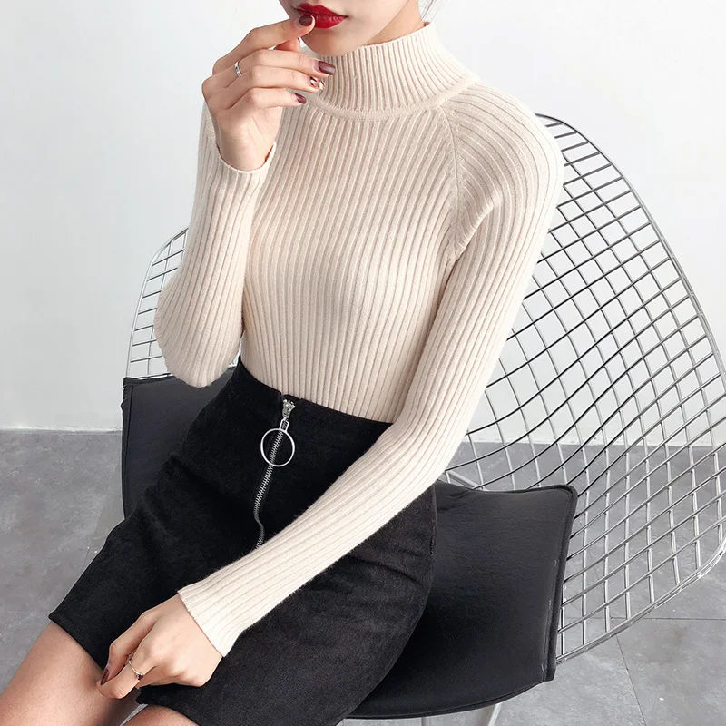 Turtleneck Womens Sweaters Winter Autumn Basic Sweater Women Pullover Women Knitted Long Sleeve Sweater Pull Clothes