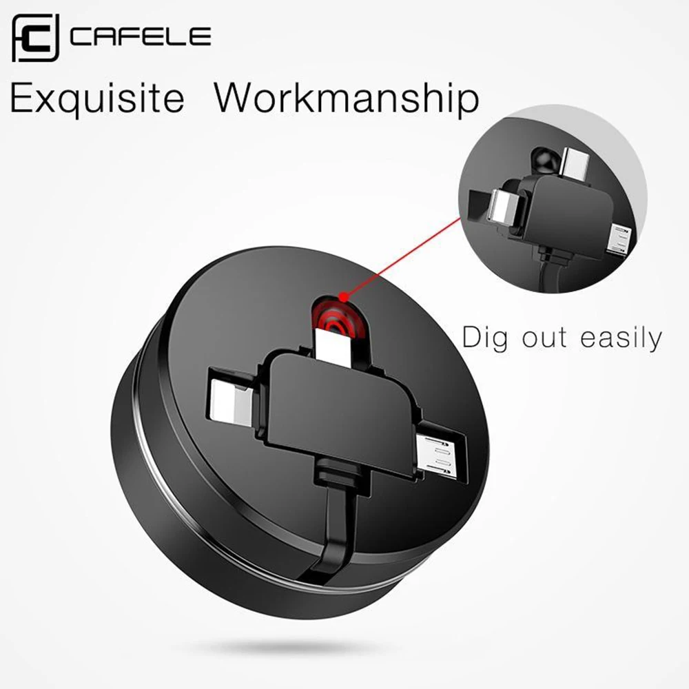 Черный Cafele 3в1 usb type C Micro USB кабель type-c для зарядного устройства iPhone кабель 120 см 3 А Быстрая зарядка USB C кабель - Цвет: Черный