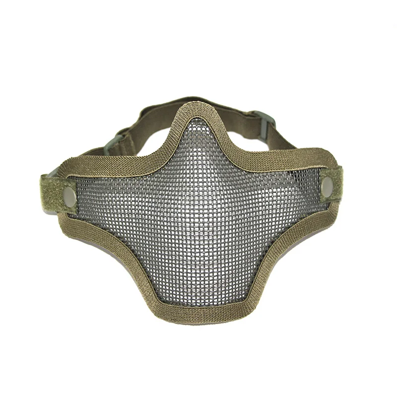 Green Tactical Paintball mask Steel Metal Mesh Mask Half Face Protective Airsoft Mask Field Facial Protection Hunting Accessories - Цвет: Green