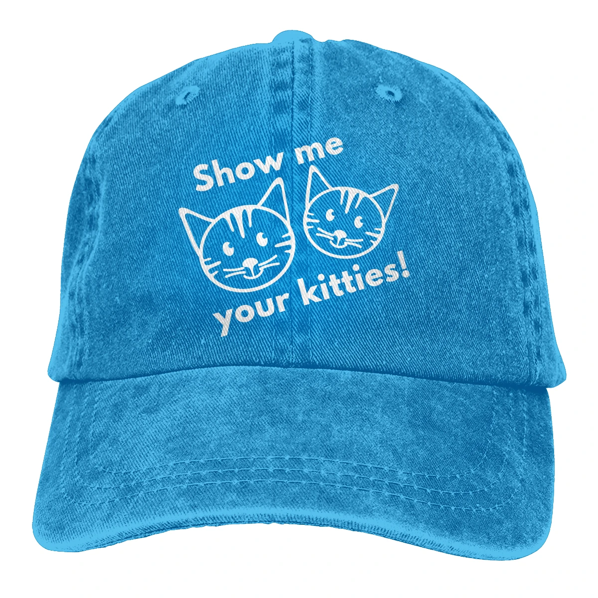 Show Me Your Kitties Casquette Черная мужская и женская джинсовая бейсболка с ремешком Регулируемая Кепка для папы и гольфа