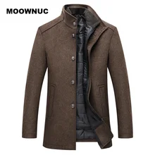 MOOWNUC мужской зимний толстый шерстяной Повседневный Тренч, Новое поступление, теплая ветровка, куртки, пальто для мужчин