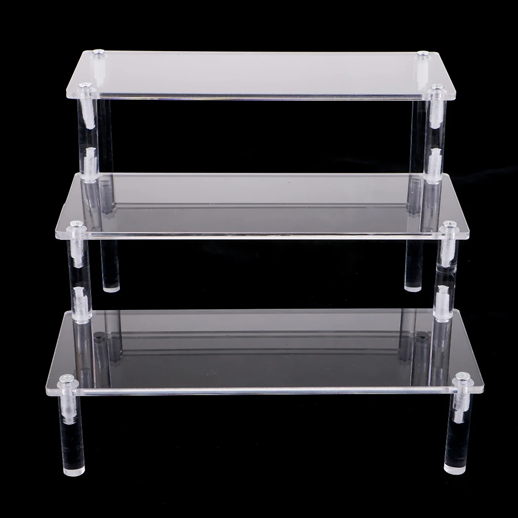 Figures Display Stand Acrylic 3 Tier Shelf Removable for Action Figures Car Airplan Model Show