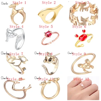 

Chandler Cute Animal Rings For Girls Stone Fox Ring Cat Antler Mouse Deer Bird Crab Animal Bague Fashion Jewelry Anel Anillos