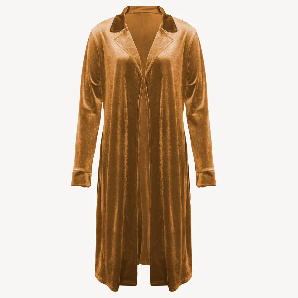 Бандажный женский плащ, повседневное длинное пальто, Кардиган с длинным рукавом, Золотое бархатное пальто, женская одежда, верхняя одежда, Пальто moda mujer