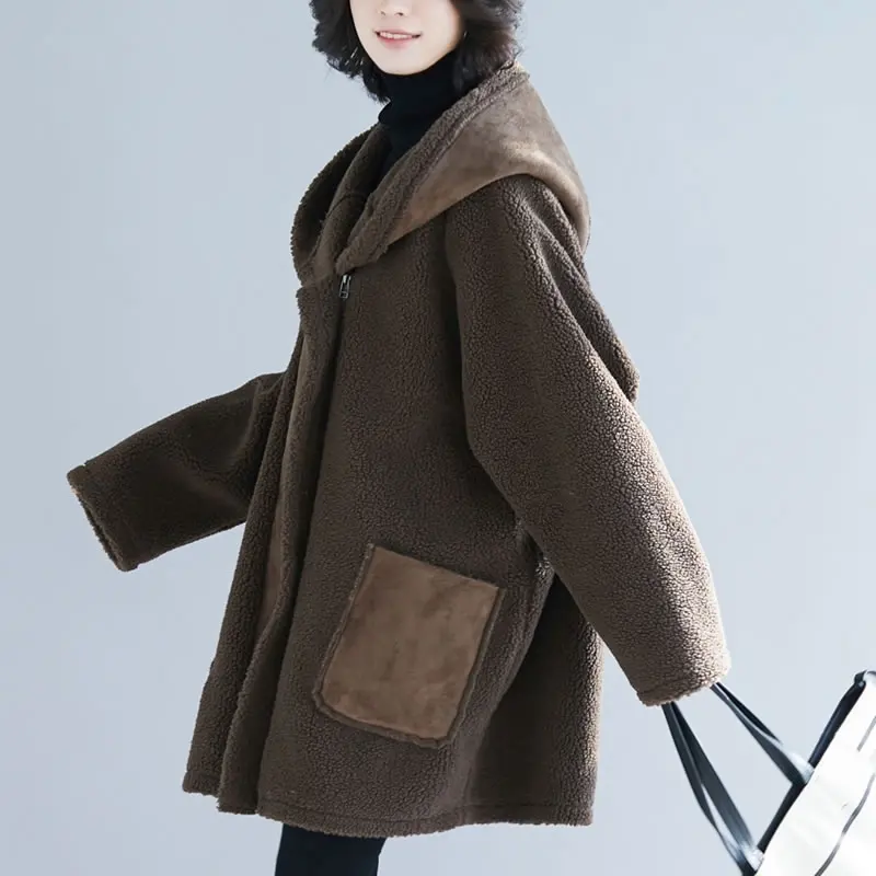 XITAO Plus Size Jacket Women Full Sleeve Elegant Wide Waist Single Breast Pocket Winter Small Fresh Minority Coat XJ2617