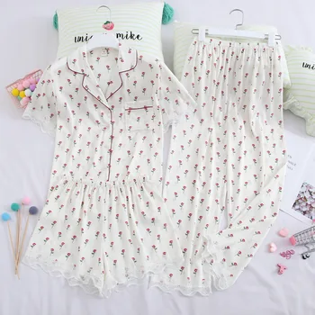 

Fiklyc Girls High-Grade Silk Home Service Suit Comfortable Sweet Side Ice Silk Pajamas Two Colors Optional