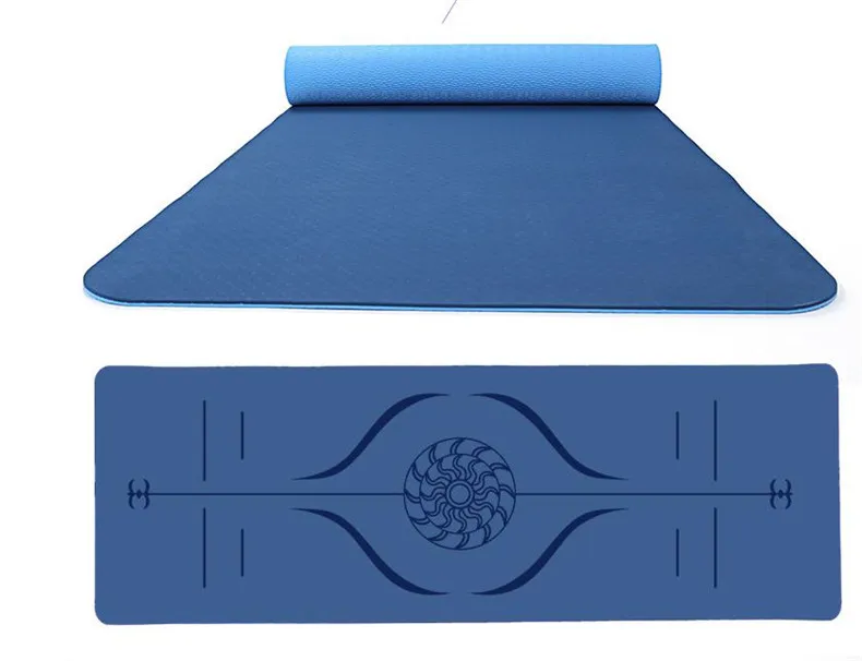 1830*610*6mm TPE Two Color Yoga Mat with Position Line Anti-slip Plank Support Environmental Home Fitness Gymnastics Odorless.