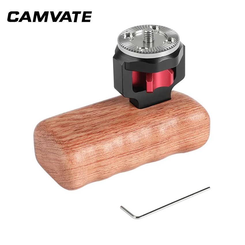 CAMVATE Universal Wooden Handgrip With M6 Rosette Connection For Camera Cage Kit (Left Hand) C2248