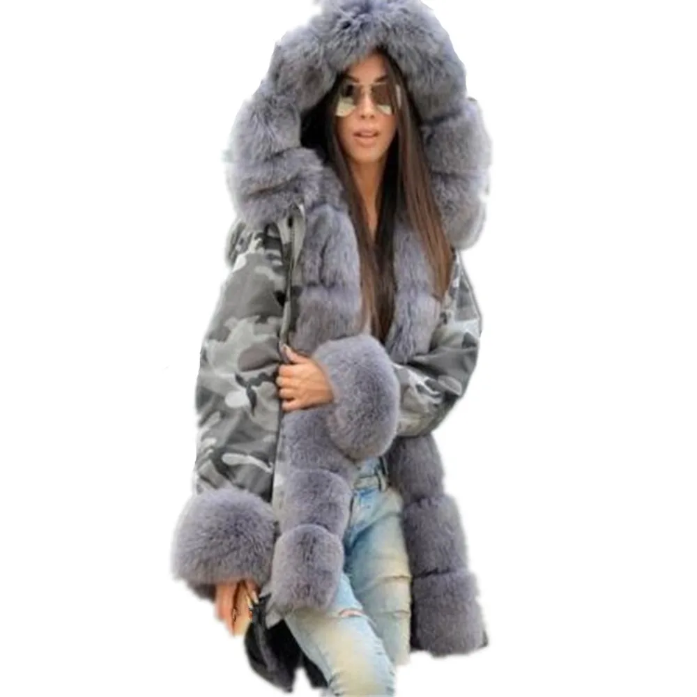 Большие размеры S-5XL Женское зимнее пальто куртка из искусственного меха с капюшоном плотное хлопковое пальто женские парки Меховая куртка верхняя одежда