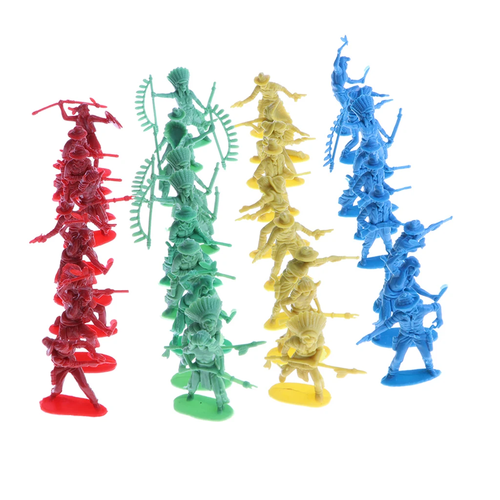 Set of 40pcs Plastic 5cm Army Indian Aboriginal Toy Soldiers  Army Base Set Replacement Collection Toy