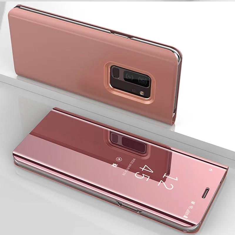Rose Gold Чехол s умное зеркало сотовый Чехол для телефона чехол для samsung S10 E S9 S8 S7 S6 Edge Plus Note 10 8 9 5 4 A9 star lite C8 J2 Prime - Цвет: Rose Gold