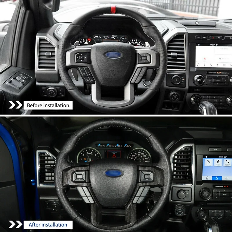 5xInterior в виде руля и дверные ручки Накладка для Ford F150 черное дерево зерна