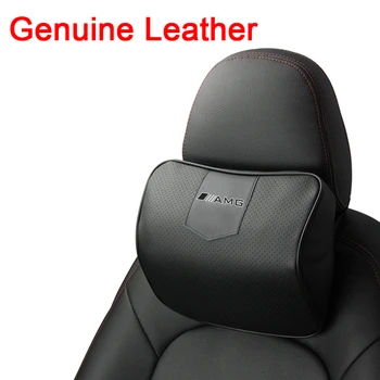

Genuine Leather Auto Car Neck Pillow Memory Foam Pillows Neck Rest Seat Headrest Cushion Pad for Mercedes AMG A B C E S class
