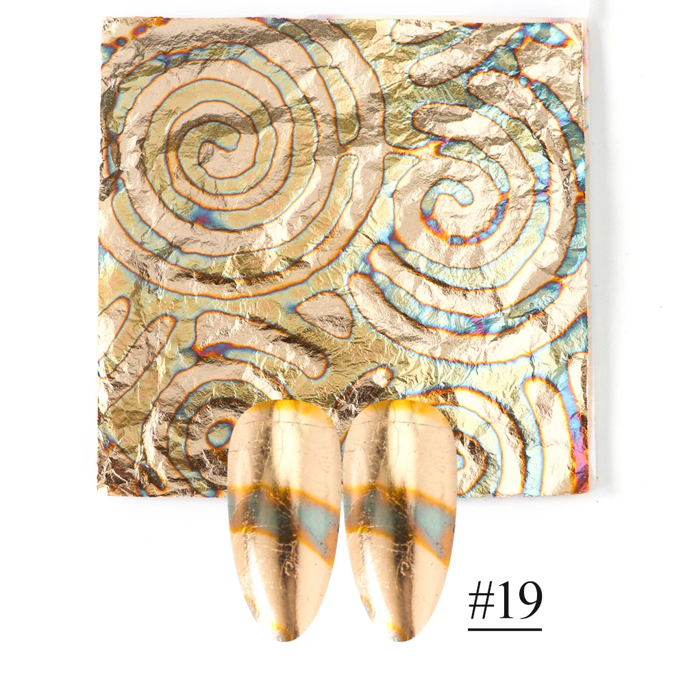 1 шт Золотые Бронзовые наклейки на ногти, ультраалюминиевые фольги, бумага для нейл-арта, переводные наклейки, слайдеры, сделай сам, маникюрные украшения SA1546 - Цвет: 19