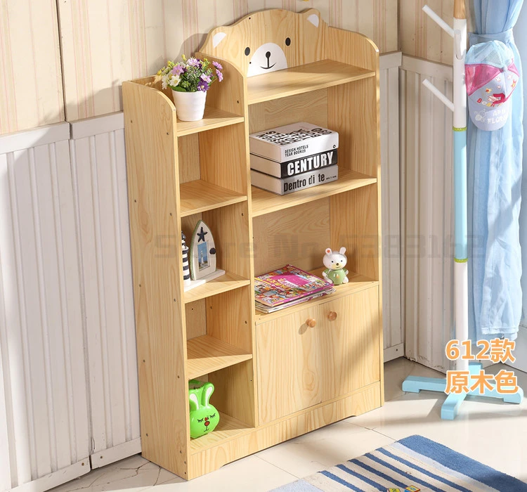 Children's bookcase simple bookcase landing kindergarten shelves cartoon students with doors baby toys storage home