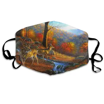 

Polyester Anti-dust Mouth Mask - Painting Deer Seamless Art Washed Reusable Mouth-Muffle - Fashion Printed Face Masks for