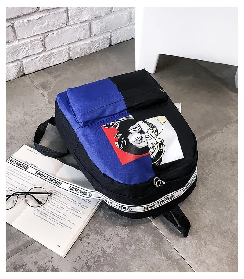 BelaBolso модный рюкзак с граффити, дорожная сумка для подростка, рюкзак для ноутбука из кусков, школьный женский рюкзак, Холщовый HMB751