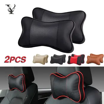

2PCS Genuine Leather Car Neck Headrest Pillow Cushion Automobiles Seat Neck Rest Universal Car Pillow