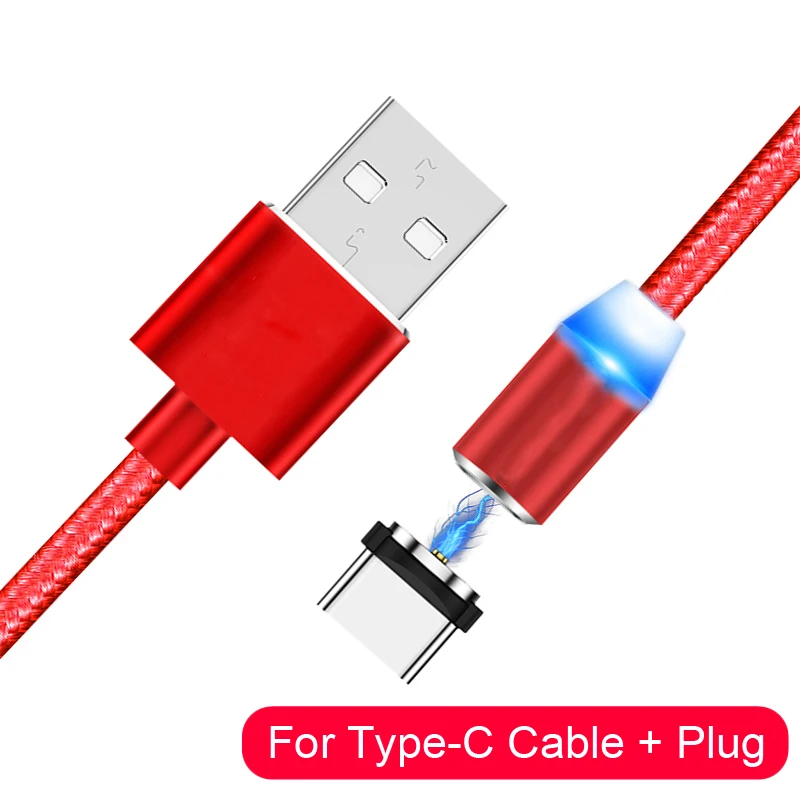 Магнитный Micro USB кабель для iPhone 11 samsung S10, быстрая зарядка, кабель для передачи данных, магнитное зарядное устройство, usb type C, кабель для мобильного телефона, 2 м - Цвет: Red Type C Cable