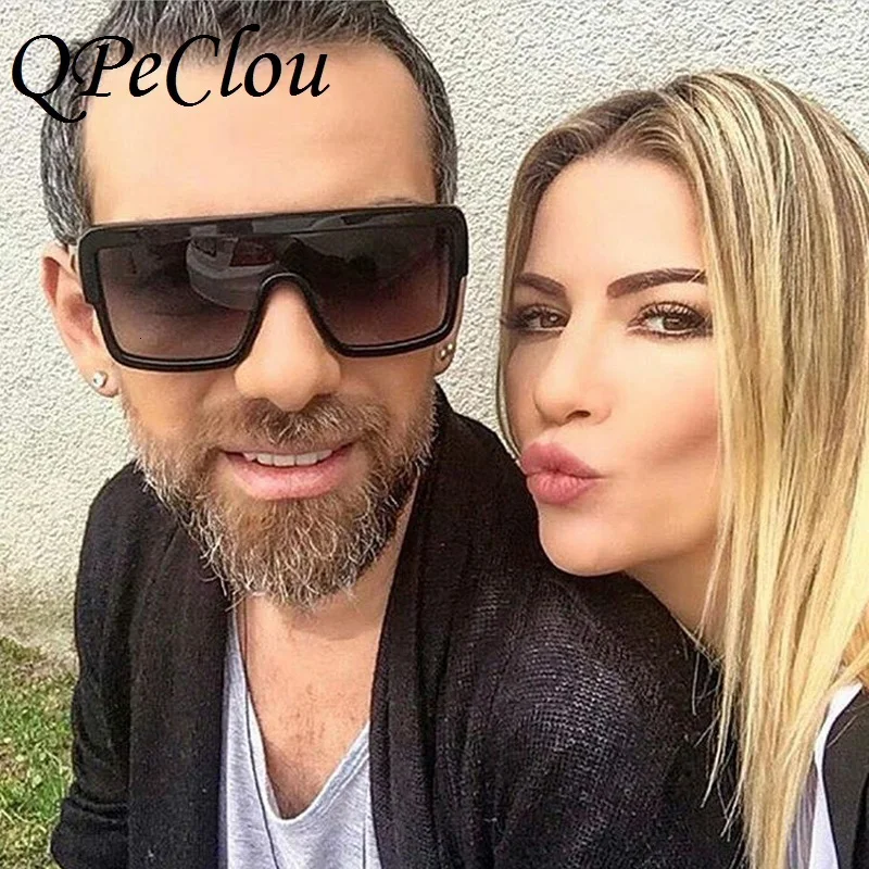 QPeClou, новинка, солнцезащитные очки для женщин, большая оправа, градиентные солнцезащитные очки, мужские, брендовые, плоские, зеркальные, Oculos De Sol Shield Gafas Shades UV400