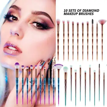 

10pcs/Set Diamond Handle Makeup Brushes Travel Face Eyes Cosmetic Pens Kit Portable Travel Make Up Brush Beauty Accessories