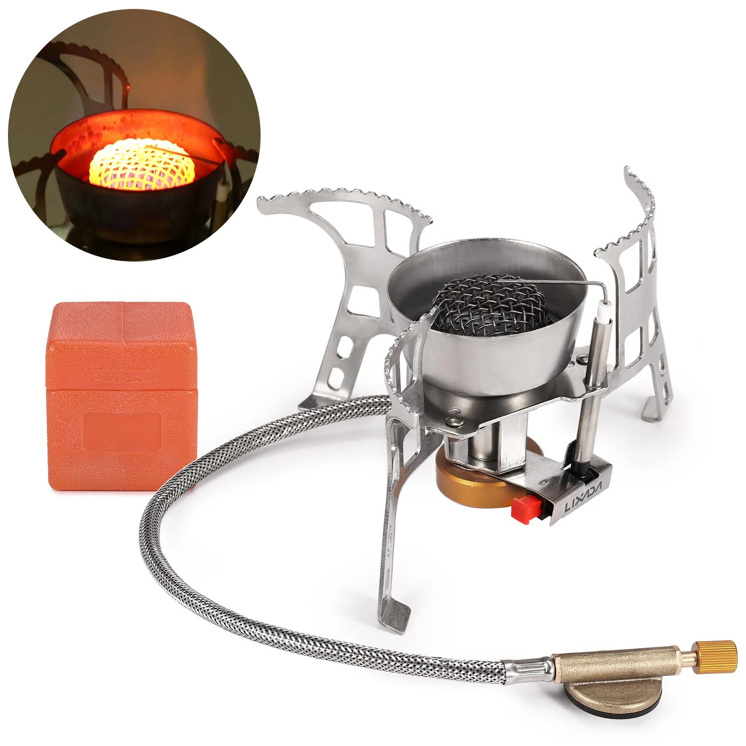 Lixada Foldable Camping Gas Stove Windproof Piezo Ignition Backpacking Stove Outdoor Portable Cooking Stove Camping Equipment