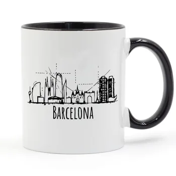 

Barcelona Spain Skyline Cartoon Sketch Coffee Mug Ceramic Cup Gifts 11oz