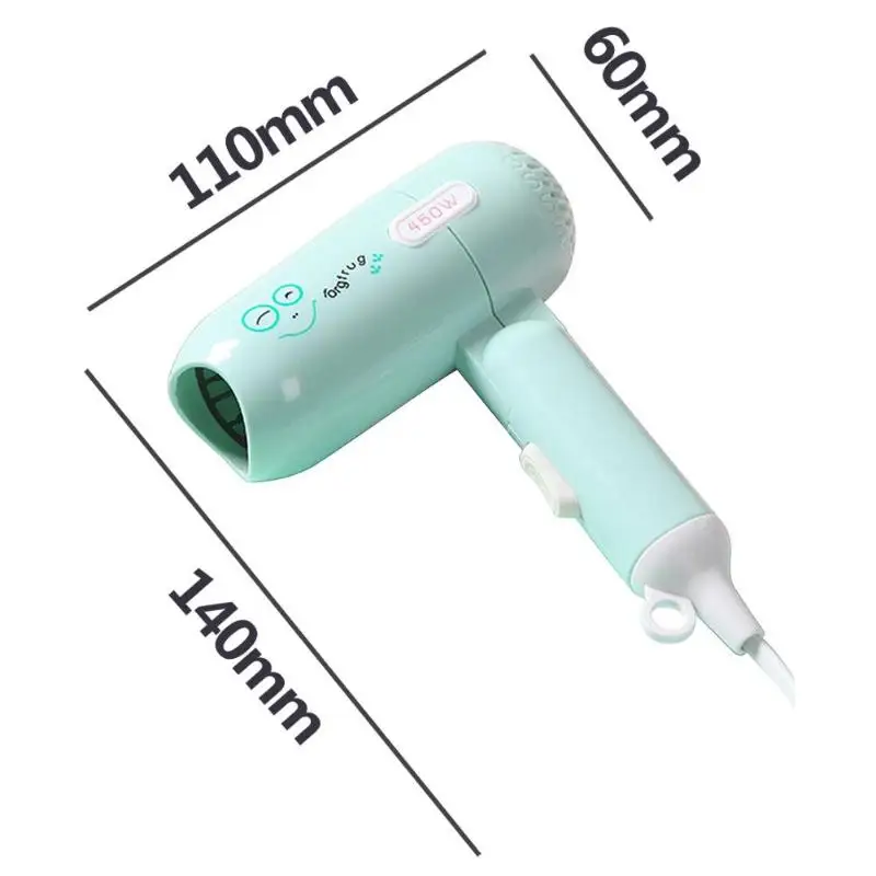 Зеленый 450 Вт мини складной фен для волос, воздуходувка для домашнего общежития, портативный электрический фен, мини-фен для девочек с героями мультфильмов - Цвет: Зеленый
