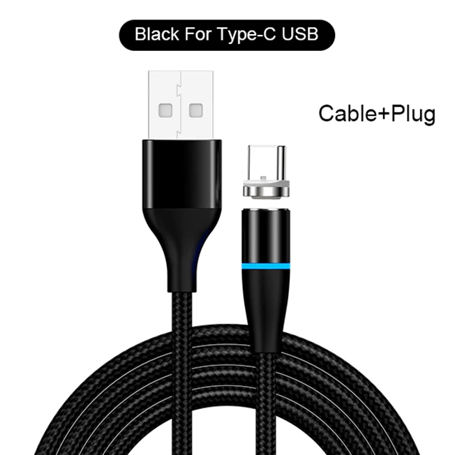 Jellico светодиодный кабель для быстрой зарядки Магнитный кабель usb type C Магнитный кабель USB кабель микро-зарядного устройства для iPhone samsung huawei - Цвет: Black For Type C