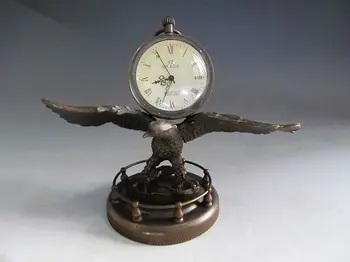

Chinese collect Bronze Copper Eagle sculpture mechanical clock watch Statue wholesale factory Bronze Arts outlets