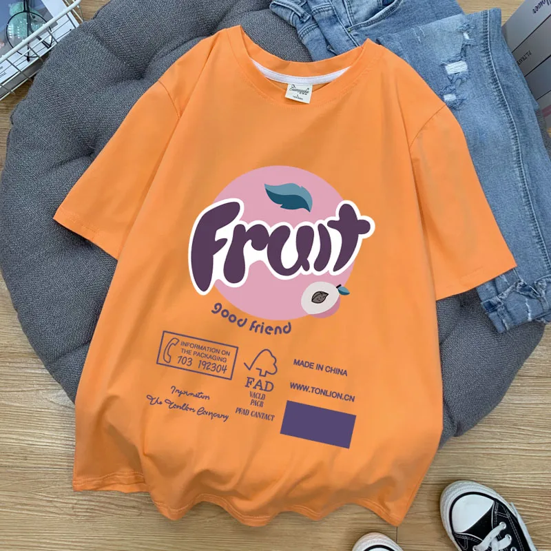 95% cotton Chic Summer New Personality Korean Style Fruit women t-shirts short white Plus Size kawaii harajukuTops Tees TYD26