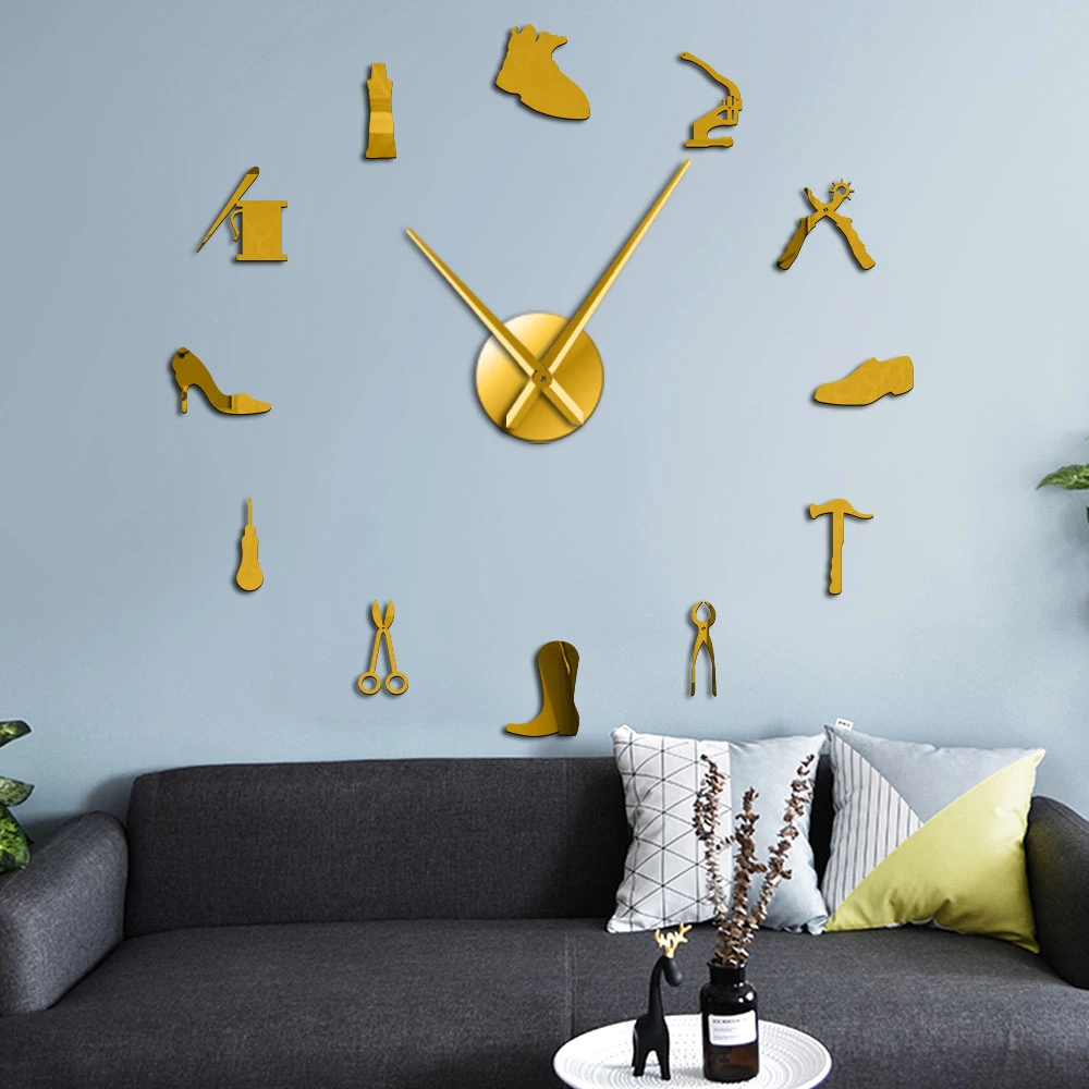 Shoe Repair Equipment Wall Stickers Shoe Store Large Decorative Wall Clock Cobbler Home Decor Frameless Time Clock Wall Clocks Aliexpress