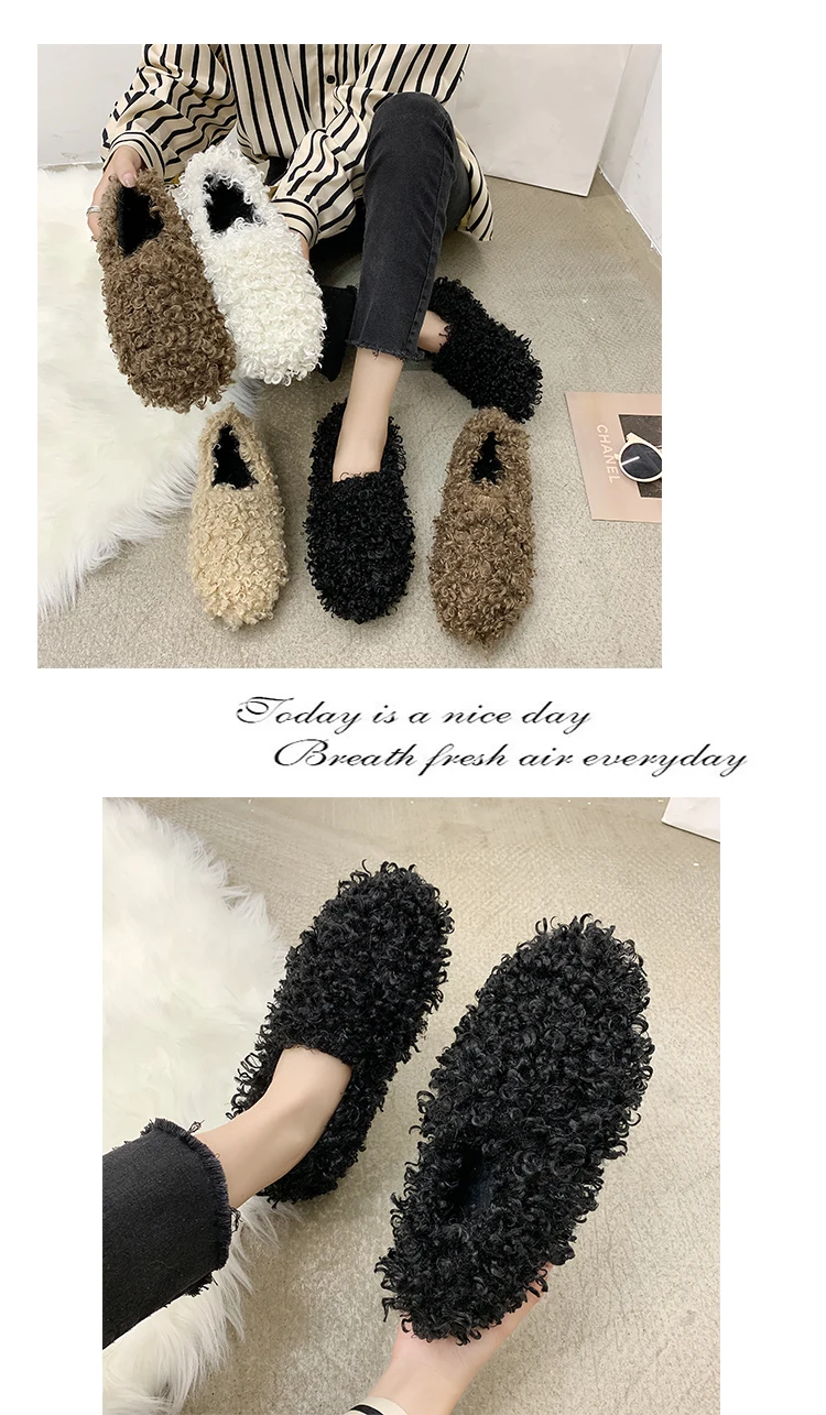 Slip On Shoes For Women Flats Women's Moccasins Shallow Mouth Loafers Fur All-Match Modis Casual Female Sneakers Round Toe
