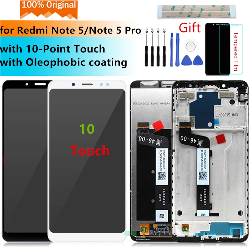 Цена Оригинальный Для Xiaomi Redmi Note 5 ЖК дисплей Дисплей Сенсорный экран Стекло Панель планшета с рамкой сборки Ремонт Запасные части Redmi Note 5 Pro font b LCD b font ...