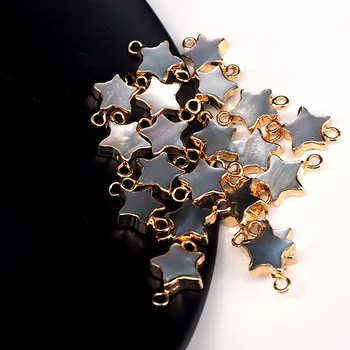 

Natural Pearl mother shell five-pointed Gilt double head clasp Connector pendant DIY bracelet for Jewelry Making