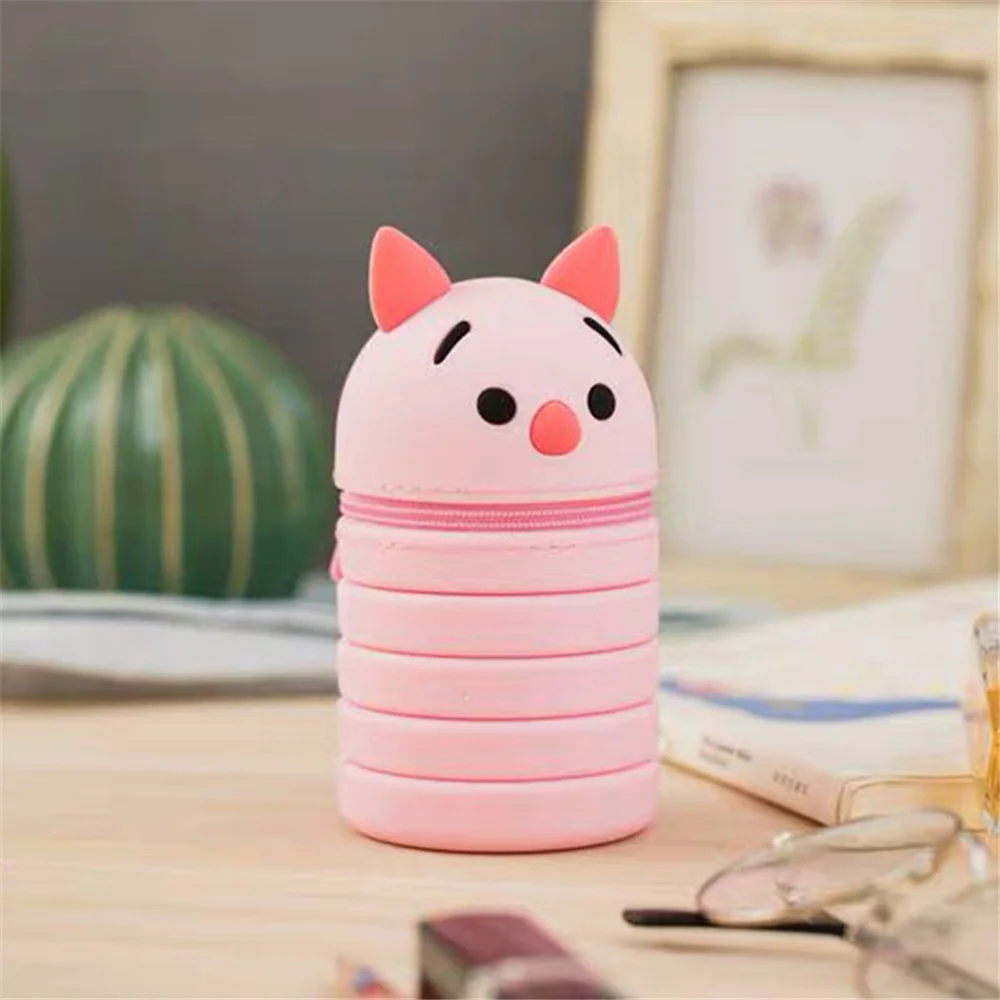 106042 Q UNCLE Decompression Pen Holder Honeymoon Cosmetic Bag Portable Cosmetic Key Storage Tube Zipper Pouch Silicone Makeup Case - Цвет: 106042