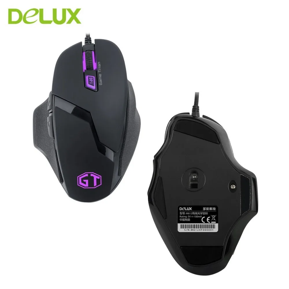 Delux M612 проводная USB игровая мышь для геймера, ноутбука, ПК, мыши, светодиодный, с подсветкой, оптическая USB Проводная, эргономичный дизайн для настольного компьютера