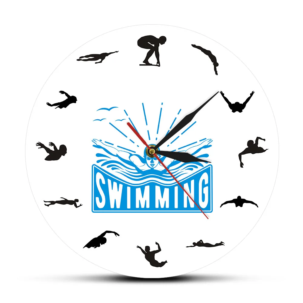 Swimming Sport Art Design Wall Clock Voyage Floating Underwater Diving Swim Coach Home Decor Wall Clock Unique Gift For Swimmer
